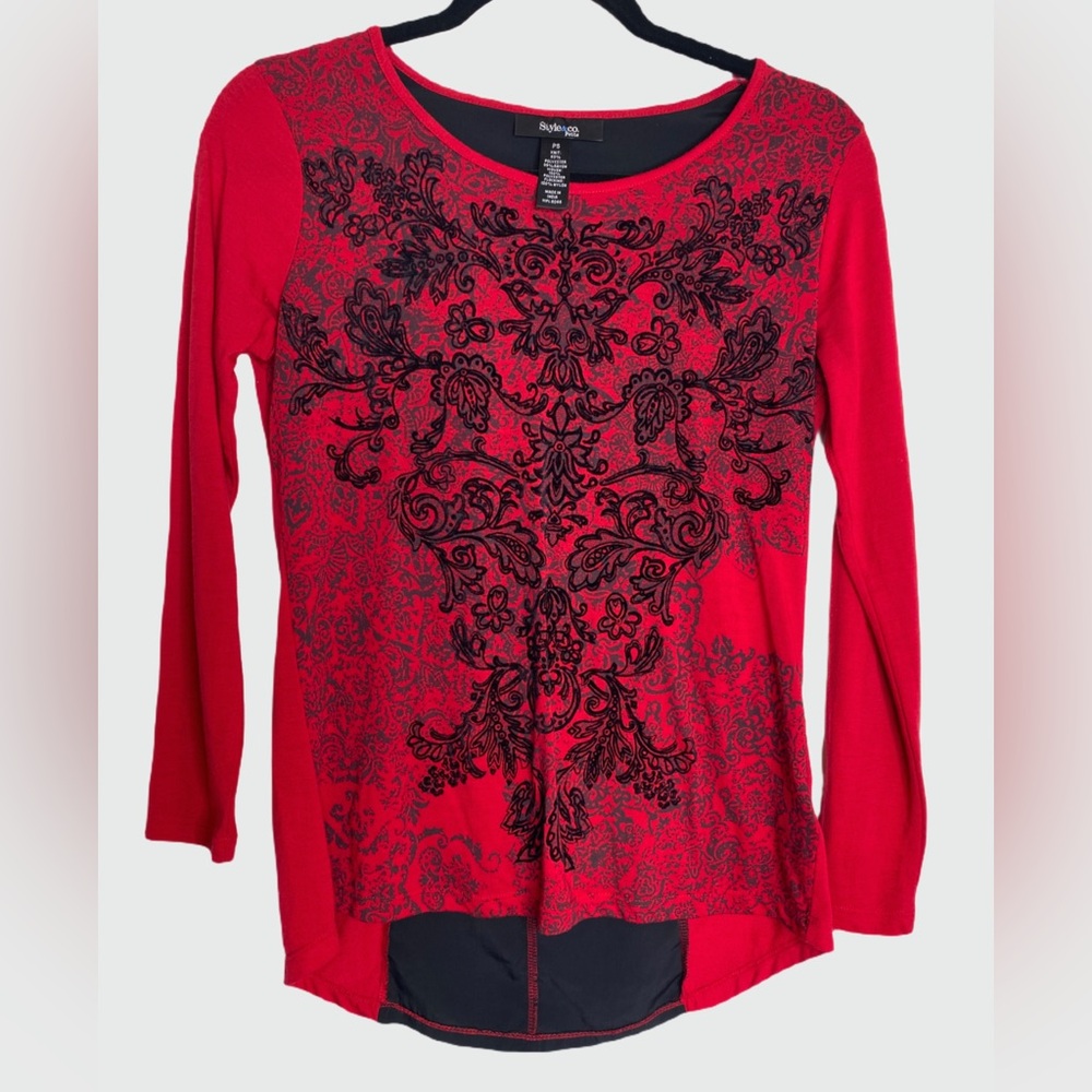 Affliction style red and black top